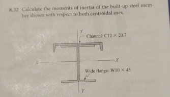 8 . 3 2 Calculate the moments of inertia of the
