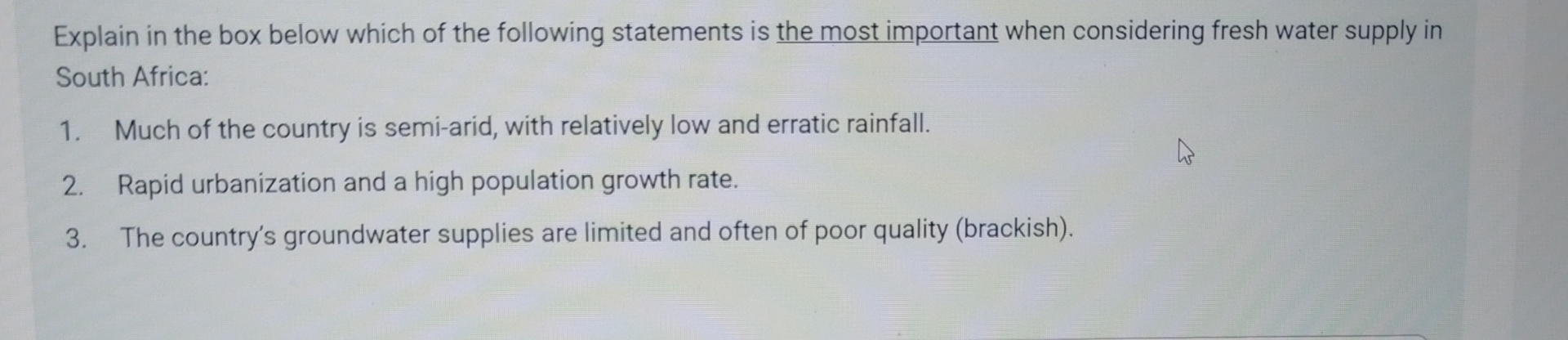 Explain in the box below which of the following