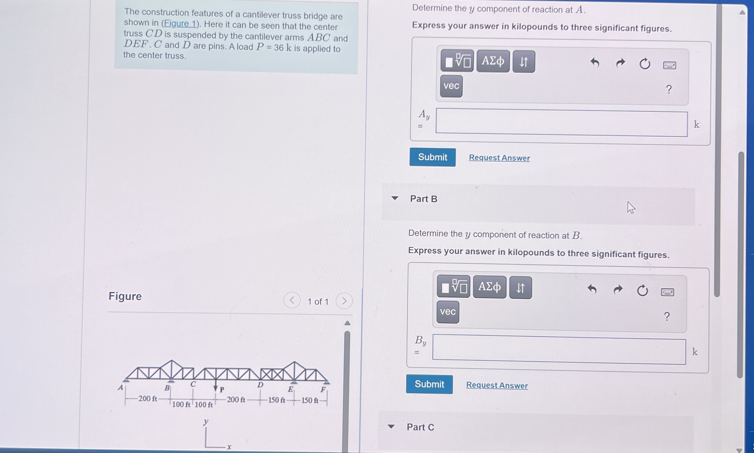 The construction features of a cantilever truss