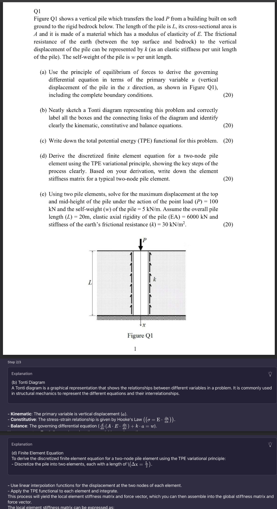 Q 1 Give me a full explaination and calculation