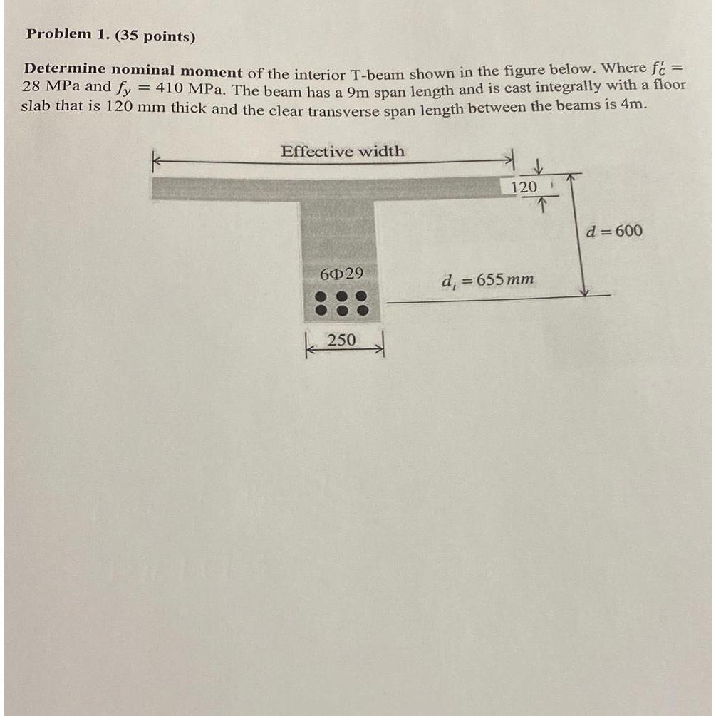 Problem 1 . ( 3 5 points ) Determine nominal