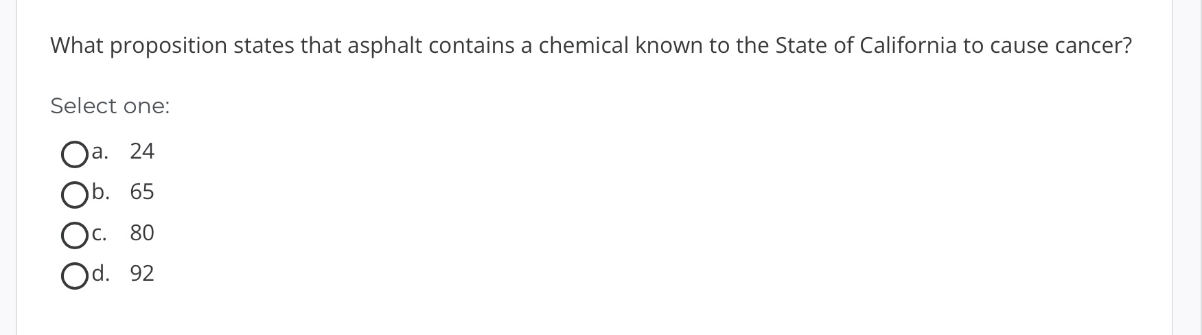 What proposition states that asphalt contains a