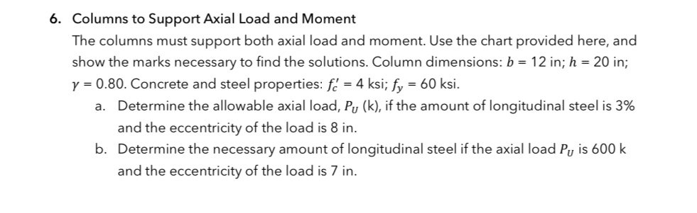 Columns to Support Axial Load and Moment The
