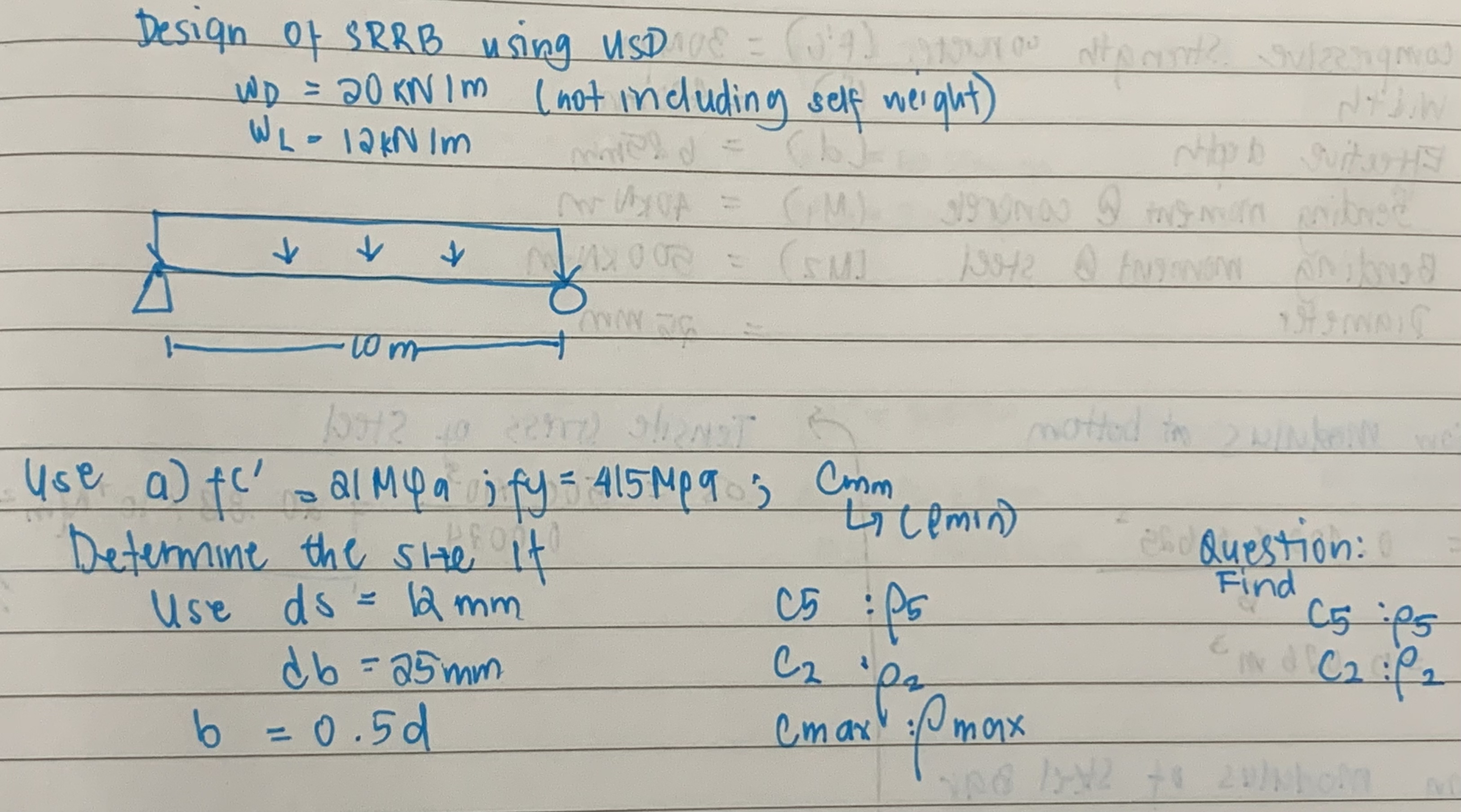 Design of SRRB using USD W D = 2 0 k N m ( not