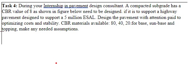 Task 4 : During your Internship in pavement