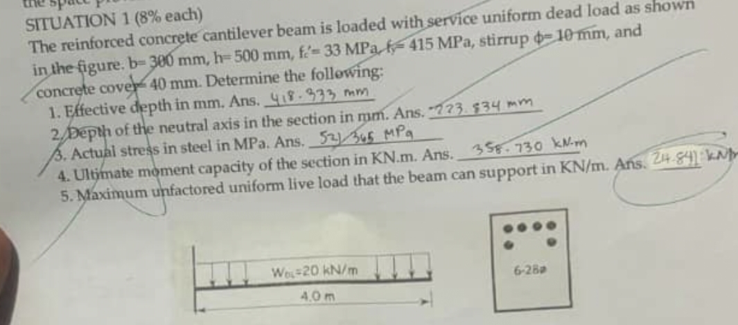 STUATION 1 ( 8 % each ) The reinforced concrete