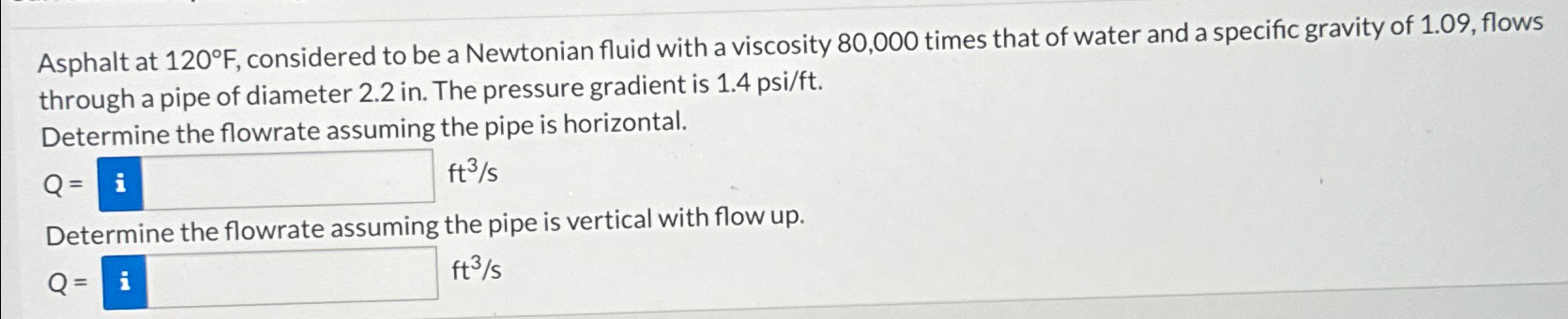 Asphalt at 1 2 0 F , considered to be a Newtonian