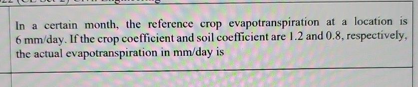 In a certain month, the reference crop