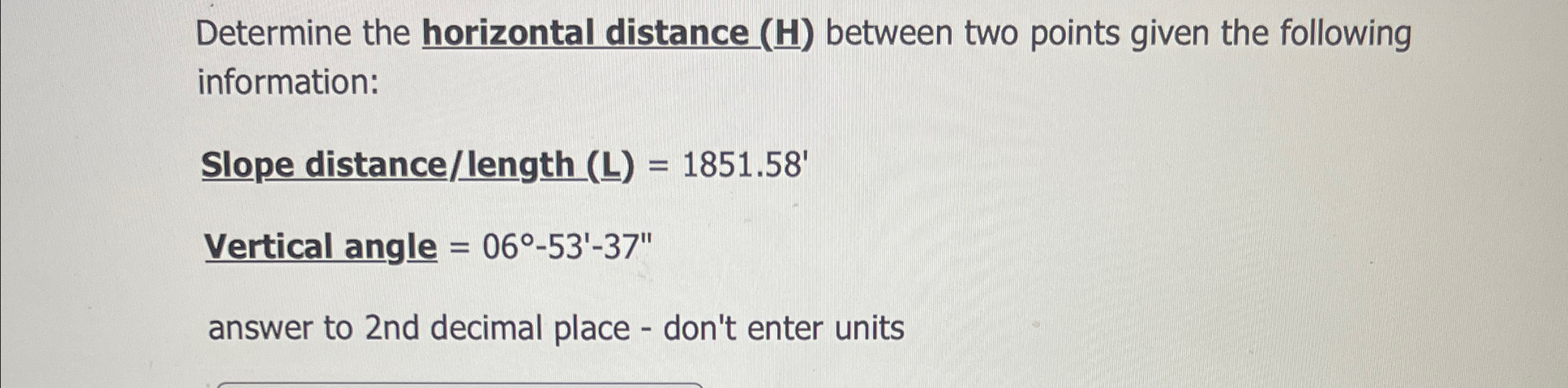 Determine the horizontal distance between two