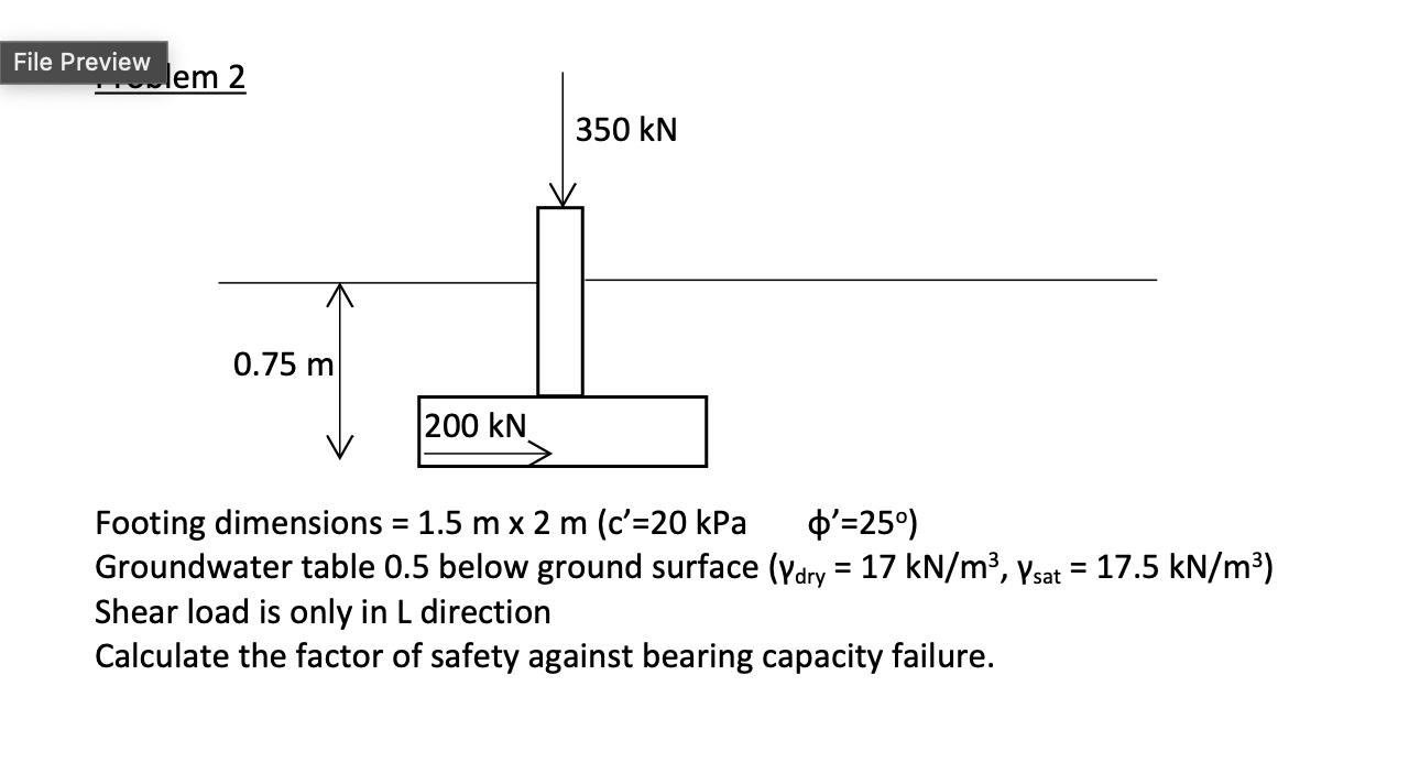 File Preview lem 2 Footing dimensions = 1 . 5 m 2