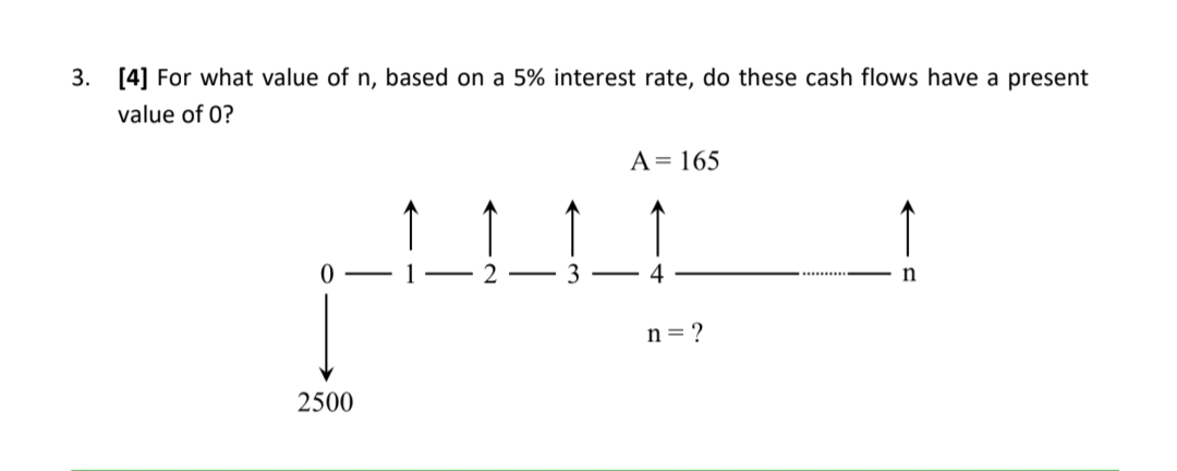 3 [ 4 ] For what value of n , based on a 5 %