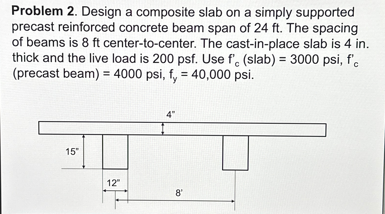 Problem 2 . Design a composite slab on a simply