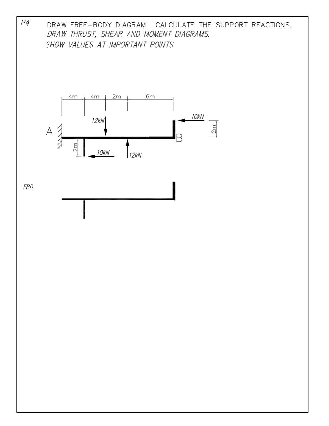 P 4 DRAW FREE - BODY DIAGRAM. CALCULATE THE