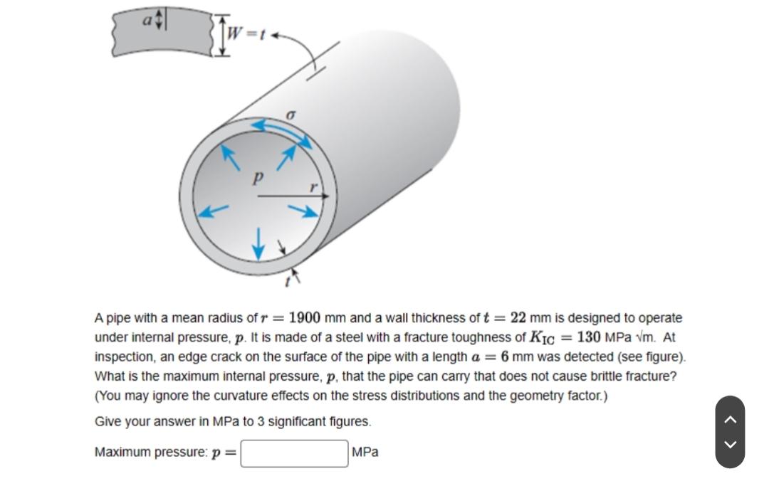 A pipe with a mean radius of r = 1 9 0 0 m m and