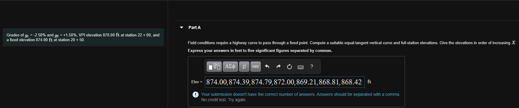 Grades of g 1 = - 2 . 5 0 % and g 2 = + 1 . 5 0 %