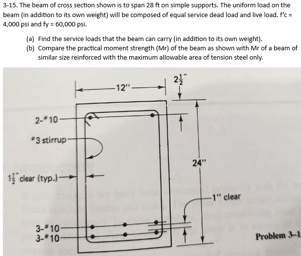 3 - 1 5 . The beam of cross section shown is to