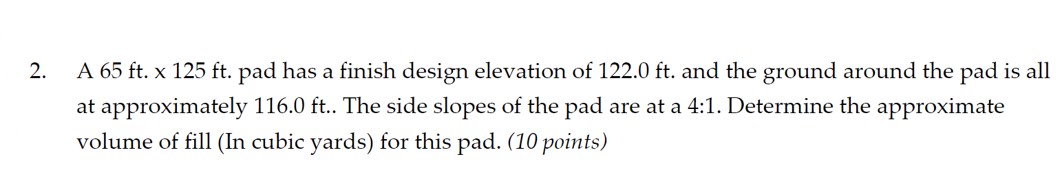 A 6 5 f t . x 1 2 5 f t . pad has a finish design