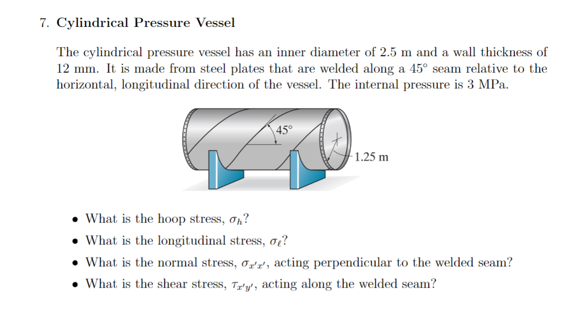 Cylindrical Pressure Vessel The cylindrical