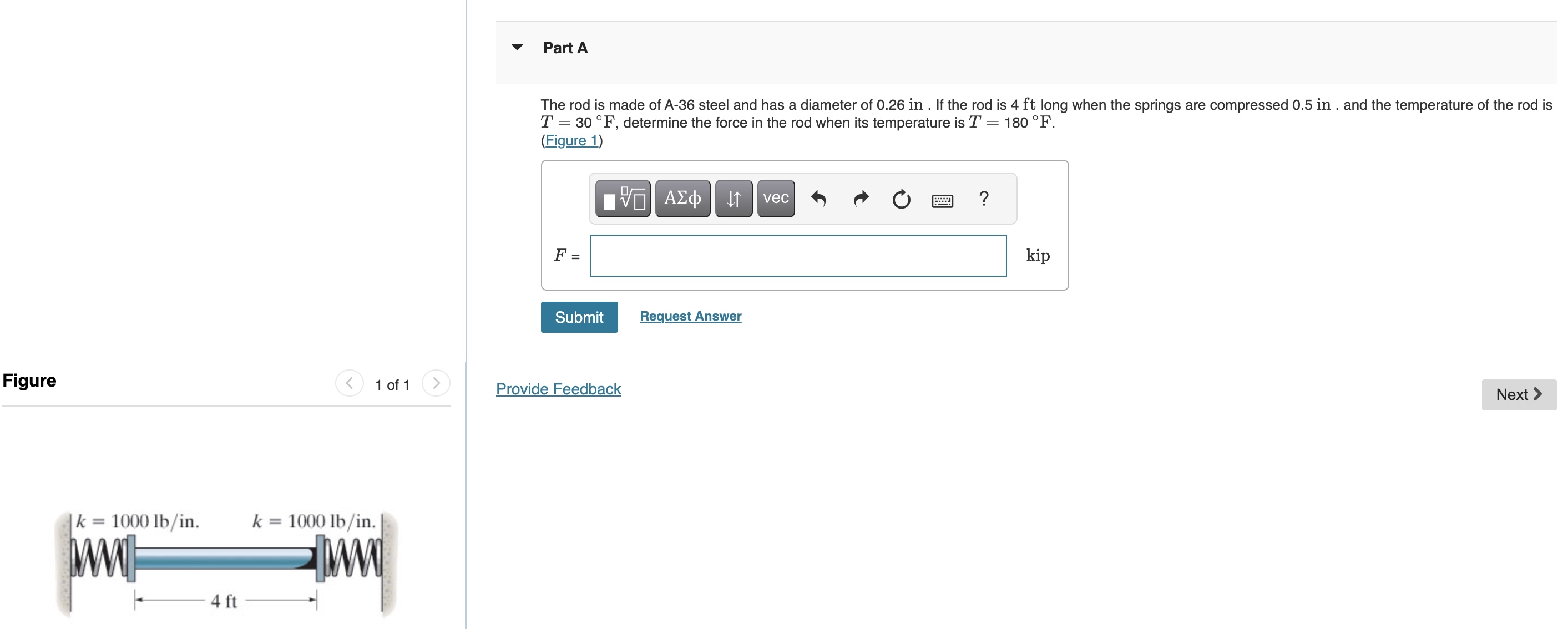 Part A The rod is made of A - 3 6 steel and has a