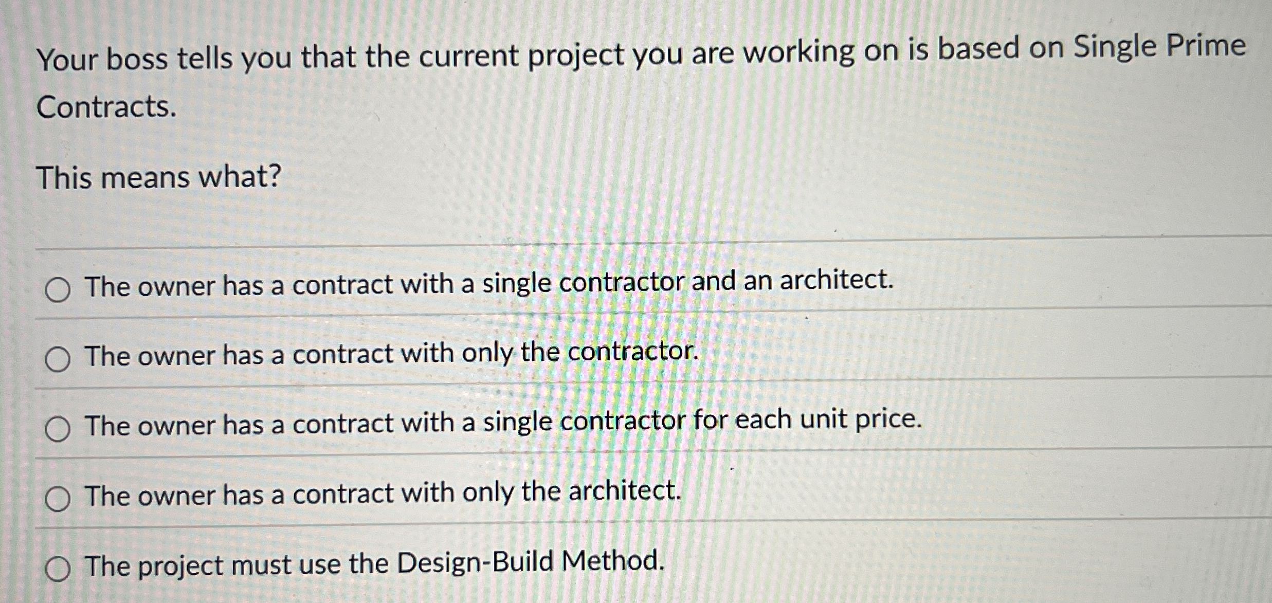Your boss tells you that the current project you