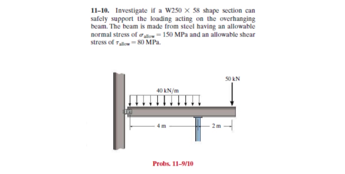 1 1 - 1 0 . Investigate if a W 2 5 0 5 8 shape