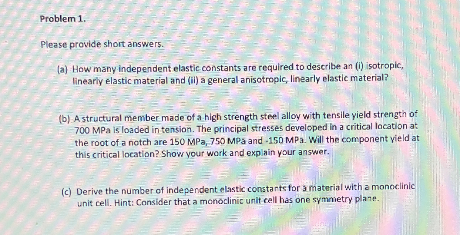 Problem 1 . Please provide short answers. ( a )