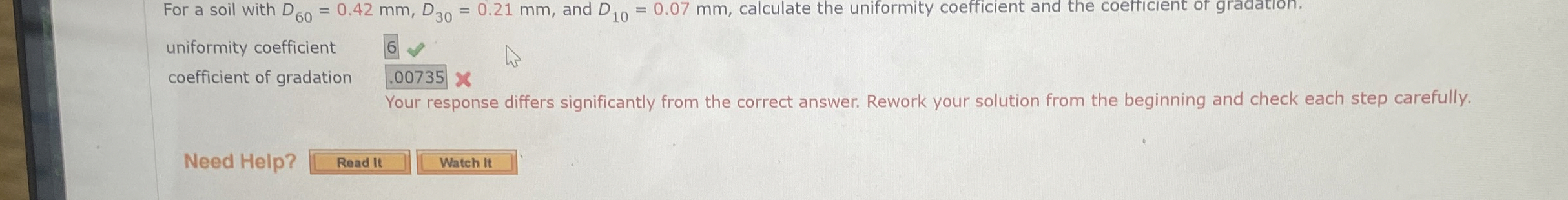 For a soil with D 6 0 = 0 . 4 2 m m , D 3 0 = 0 .