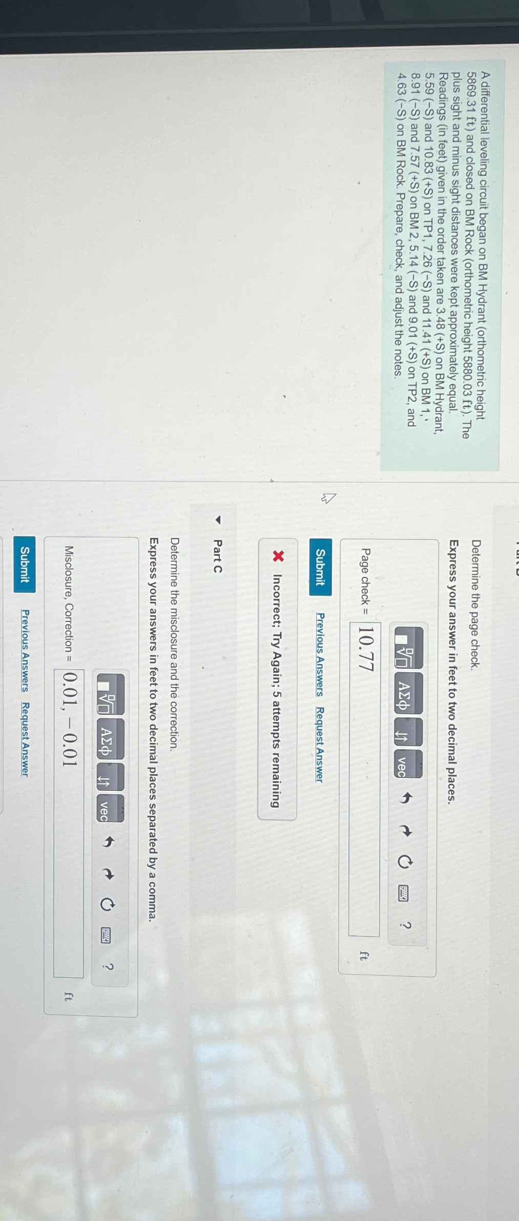 A differential leveling circuit began on BM