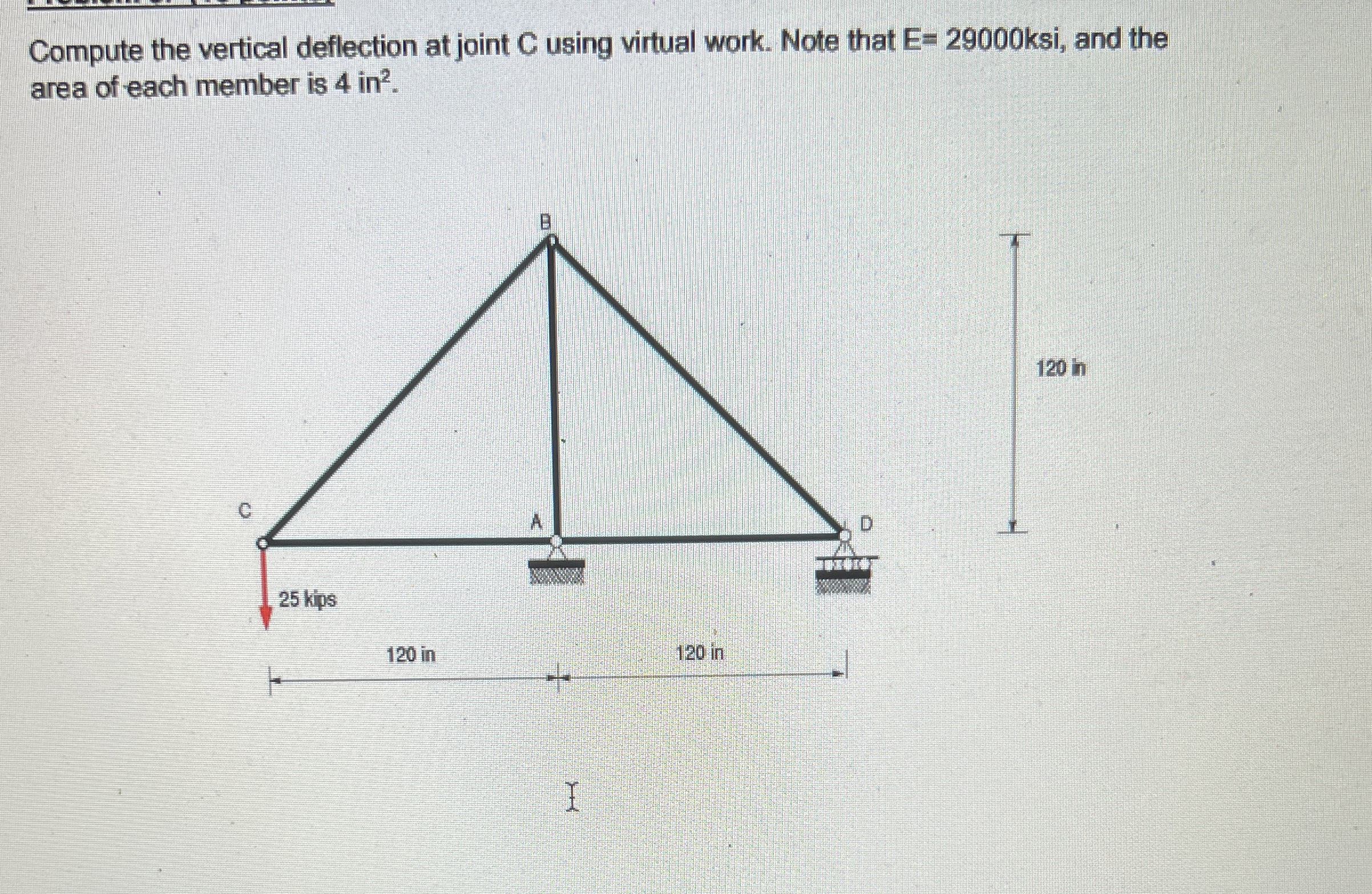 Compute the vertical deflection at joint C using
