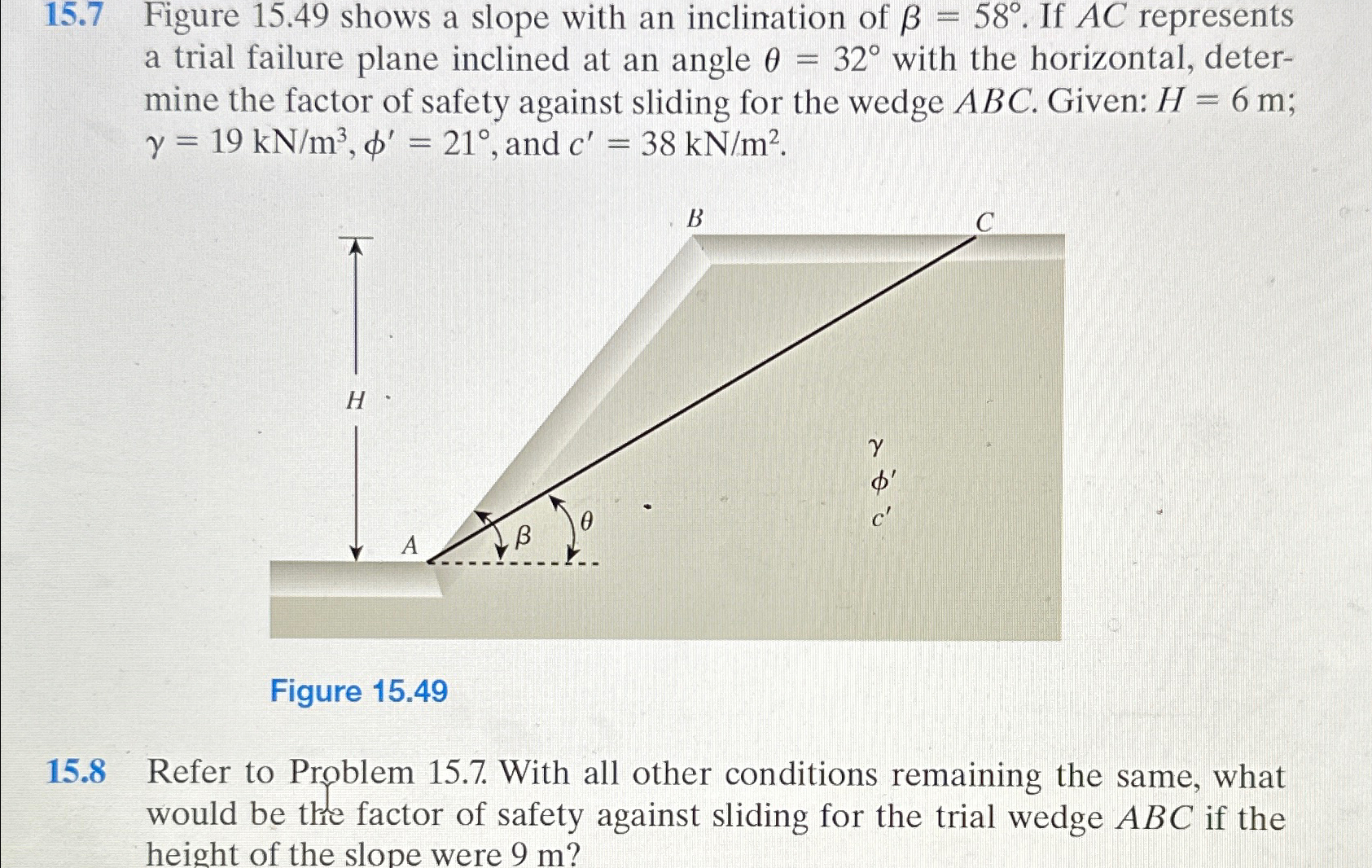 1 5 . 7 Figure 1 5 . 4 9 shows a slope with an