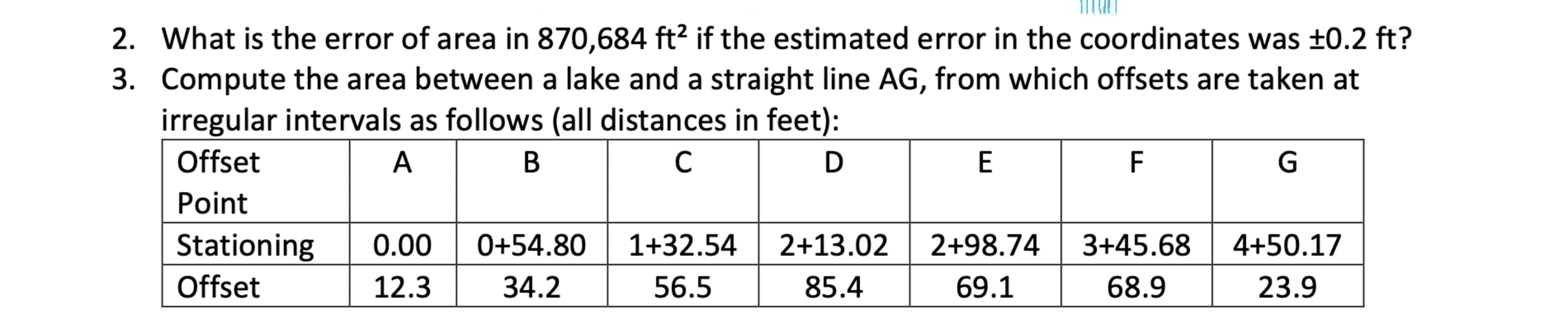 What is the error of area in 8 7 0 , 6 8 4 f t 2