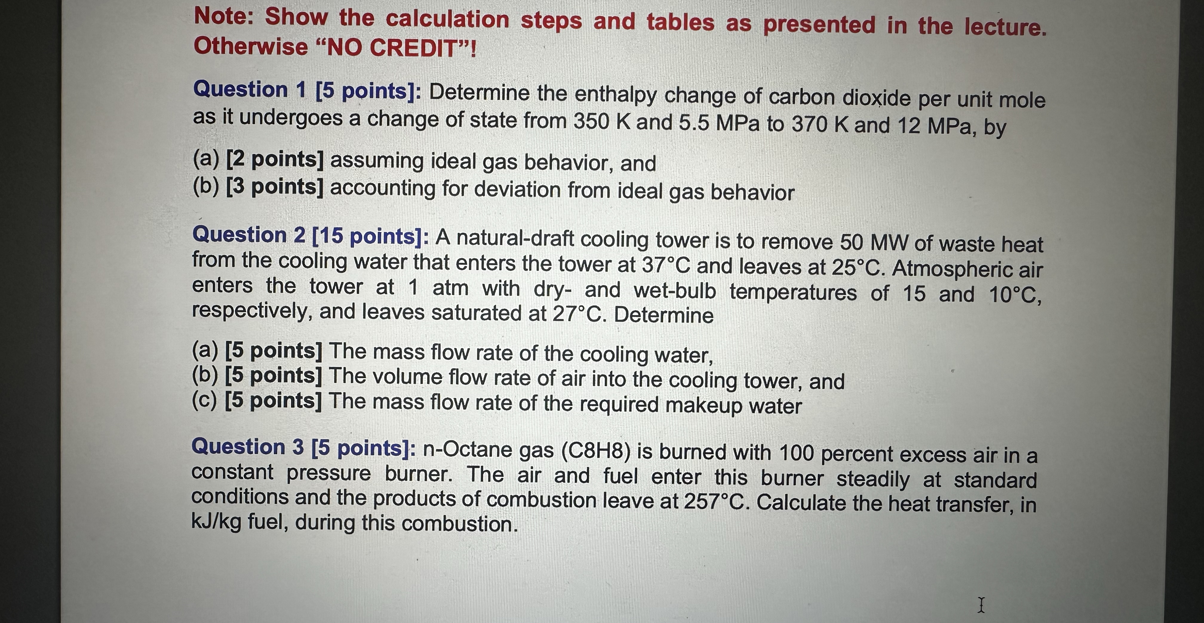 Note: Show the calculation steps and tables as