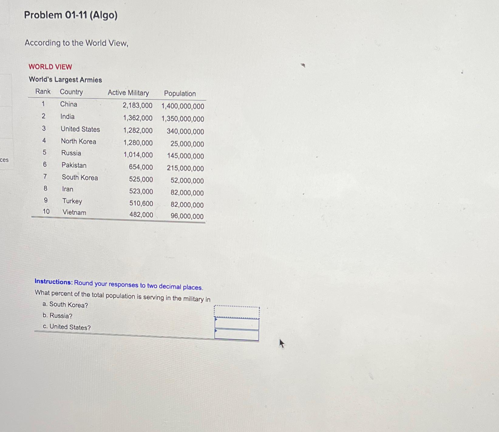 Problem 0 1 - 1 1 ( Algo ) According to the World
