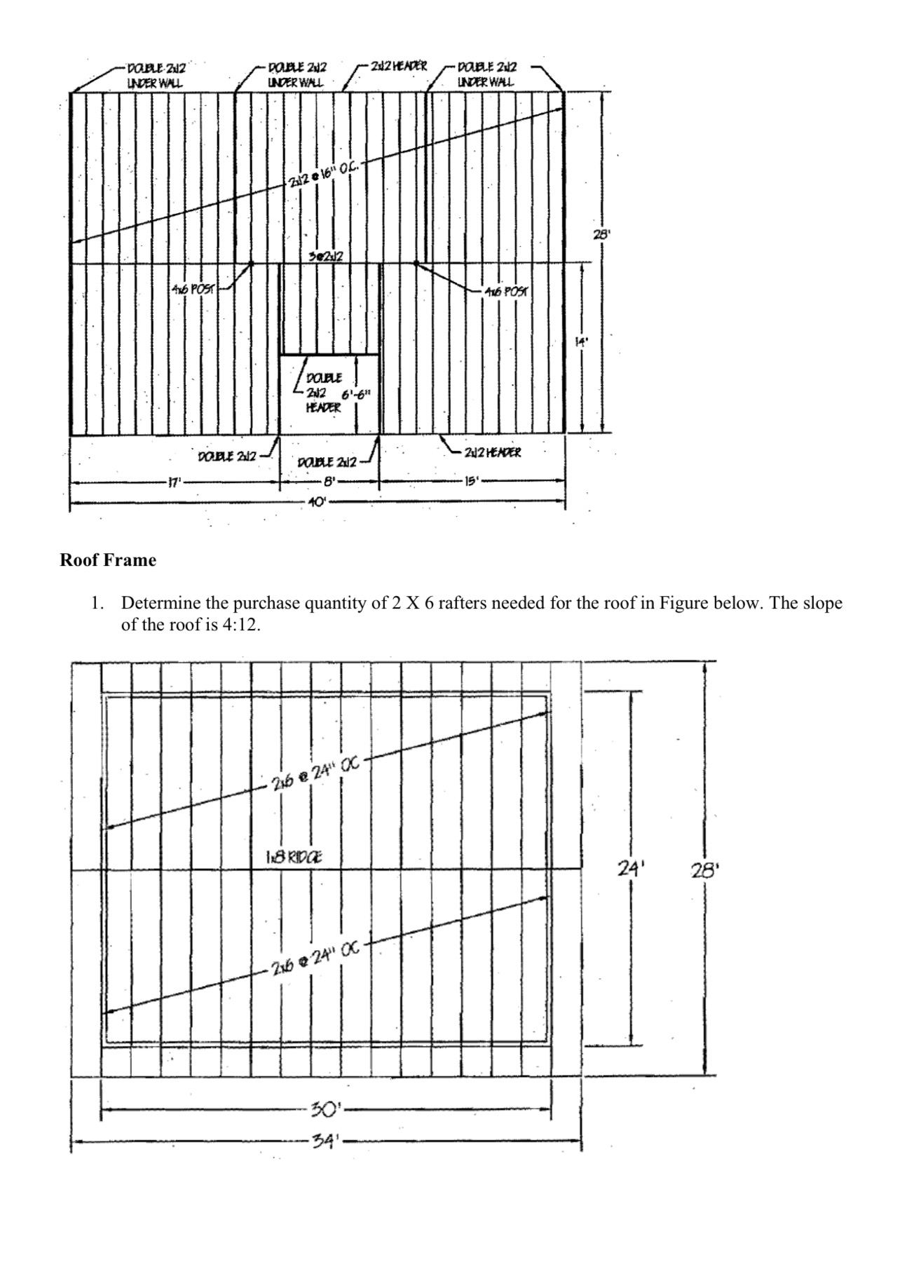 Roof Frame Determine the purchase quantity of 2 x