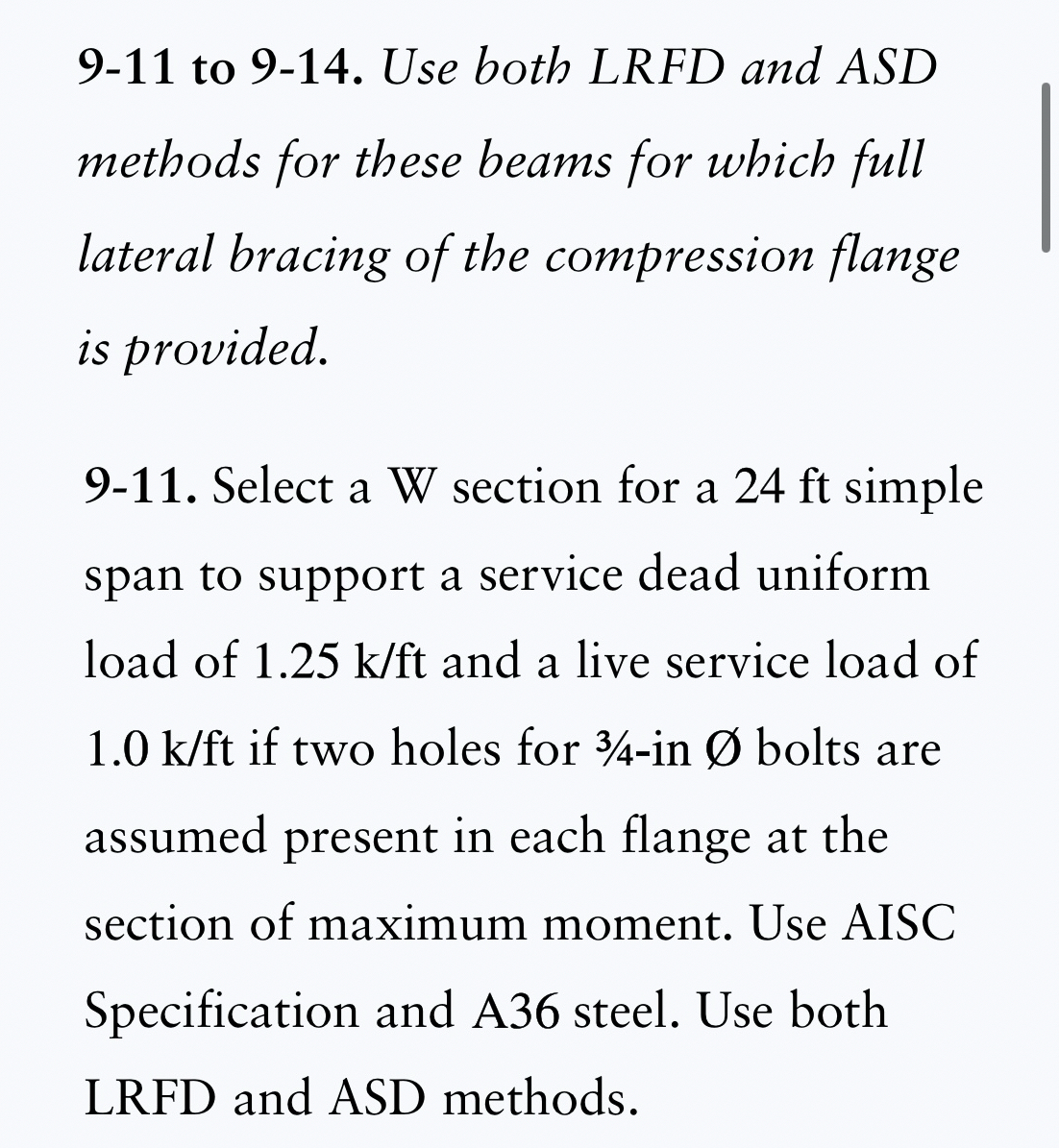 9 - 1 1 to 9 - 1 4 . Use both LRFD and ASD