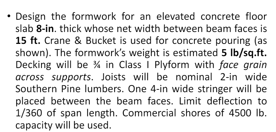 Design the formwork for an elevated concrete