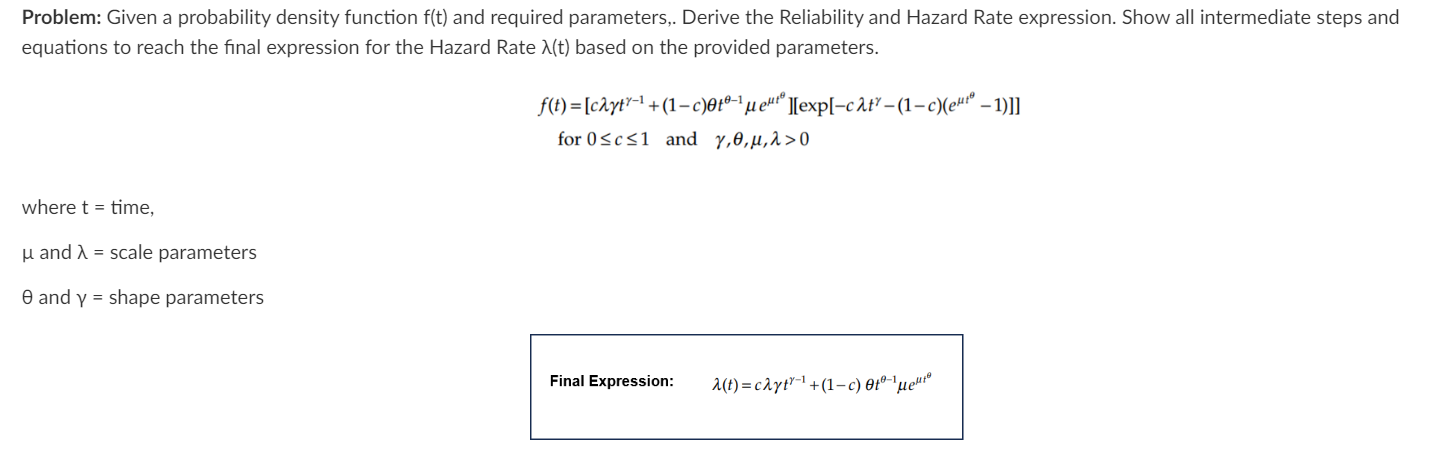 Problem: Given a probability density function f (