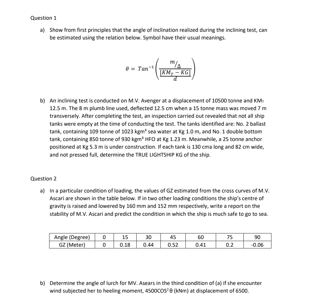 Question 1 a ) Show from first principles that