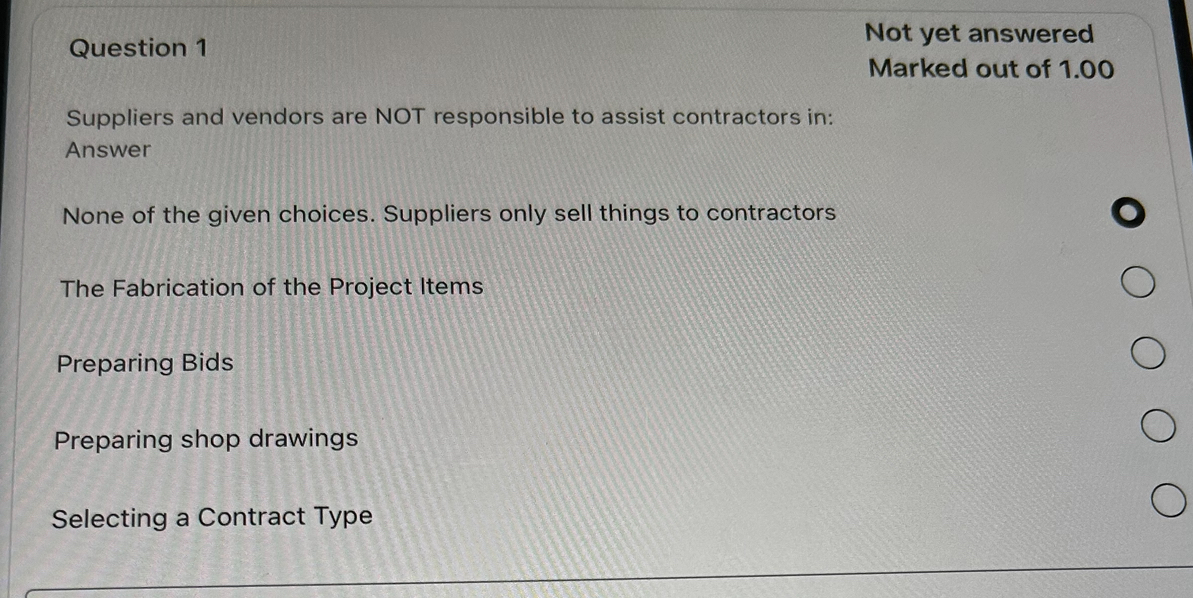 Why is it option 1 ? Question 1 Not yet answered