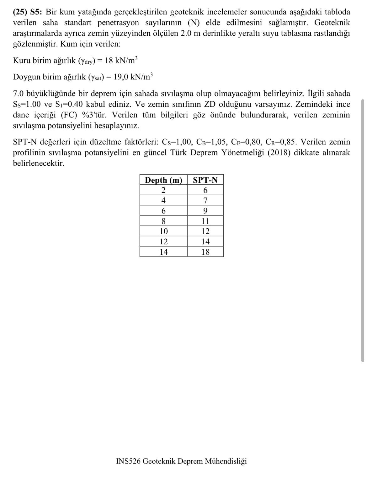 ( 2 5 ) S 5 : Bir kum yata nda ger ekle tirilen