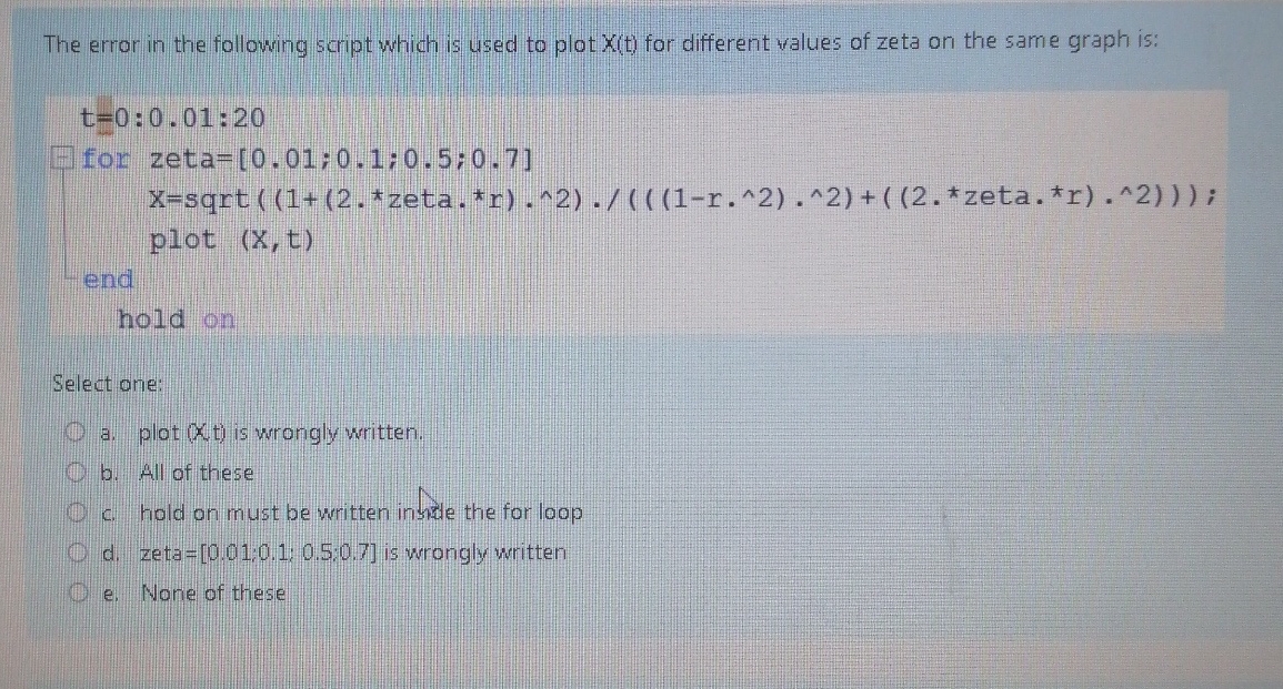The error in the following script which is used