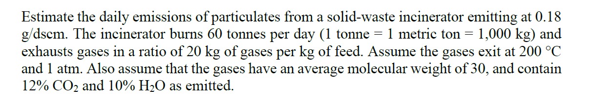 Estimate the daily emissions of particulates from