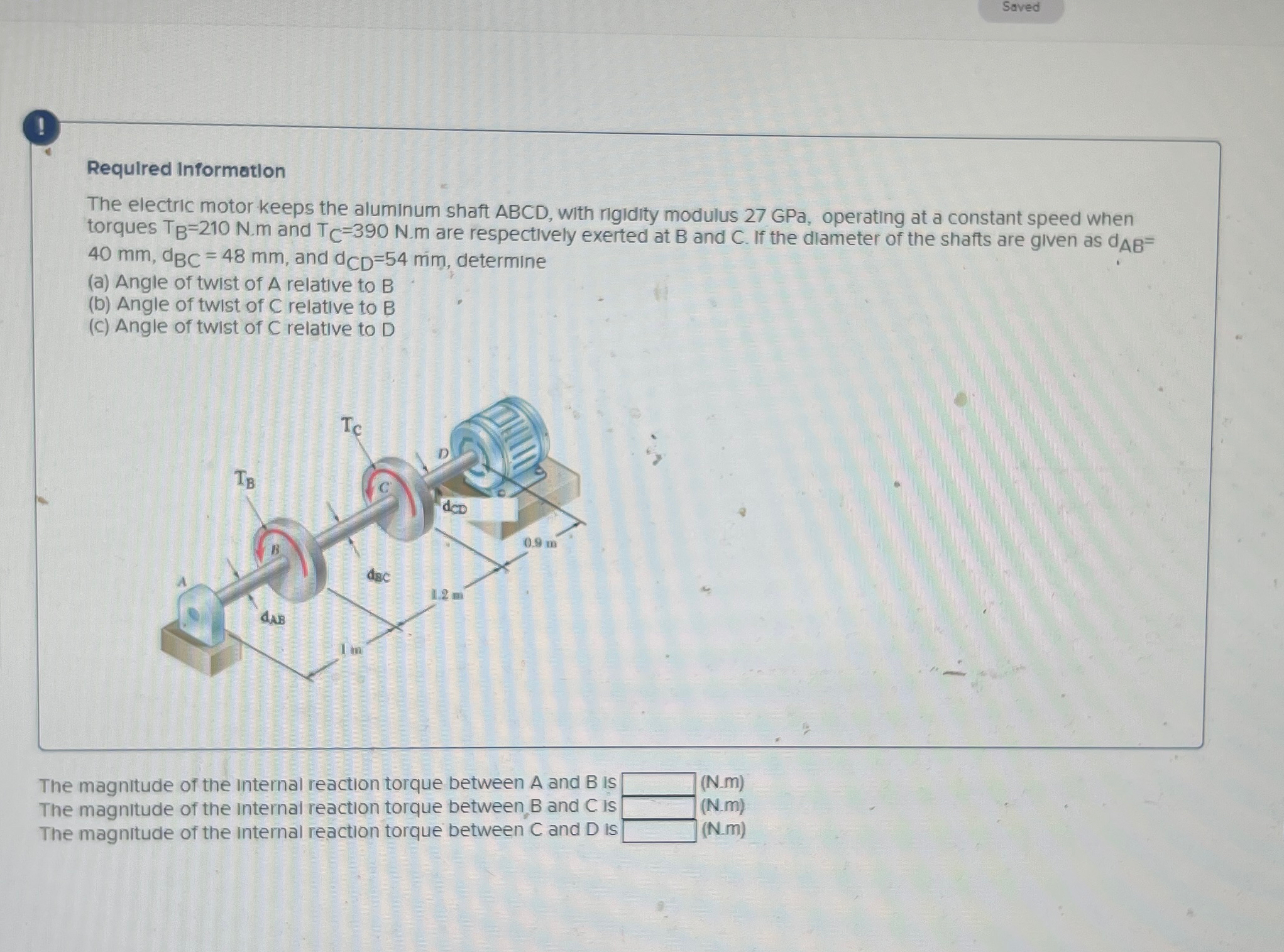 Saved Required Information The electric motor