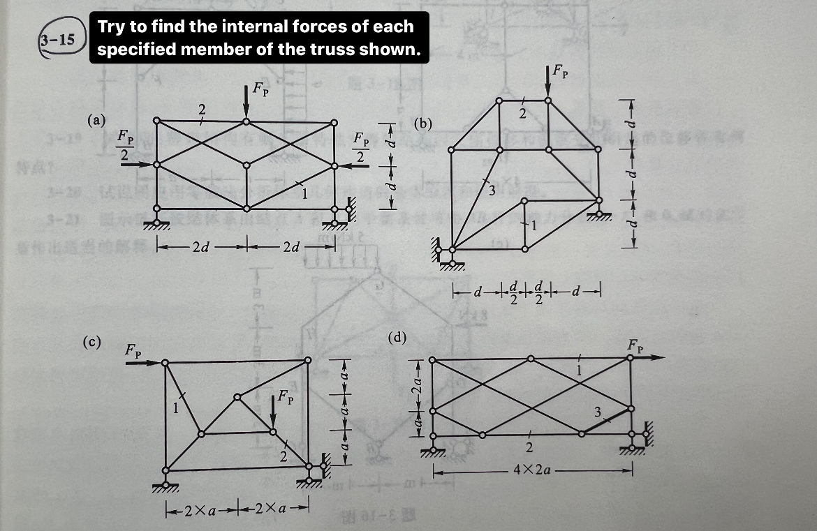 3 - 1 5 Try to find the internal forces of each