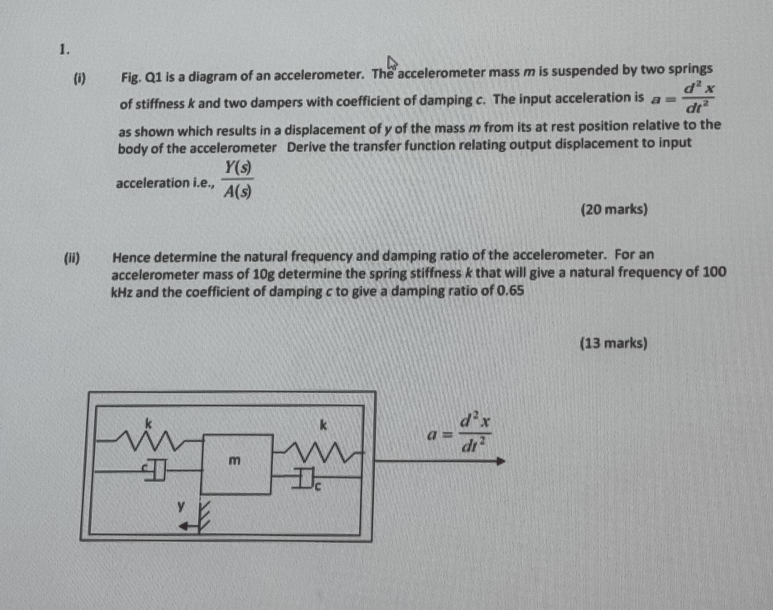 Answer part ( ii ) ( i ) Fig. Q 1 is a diagram of