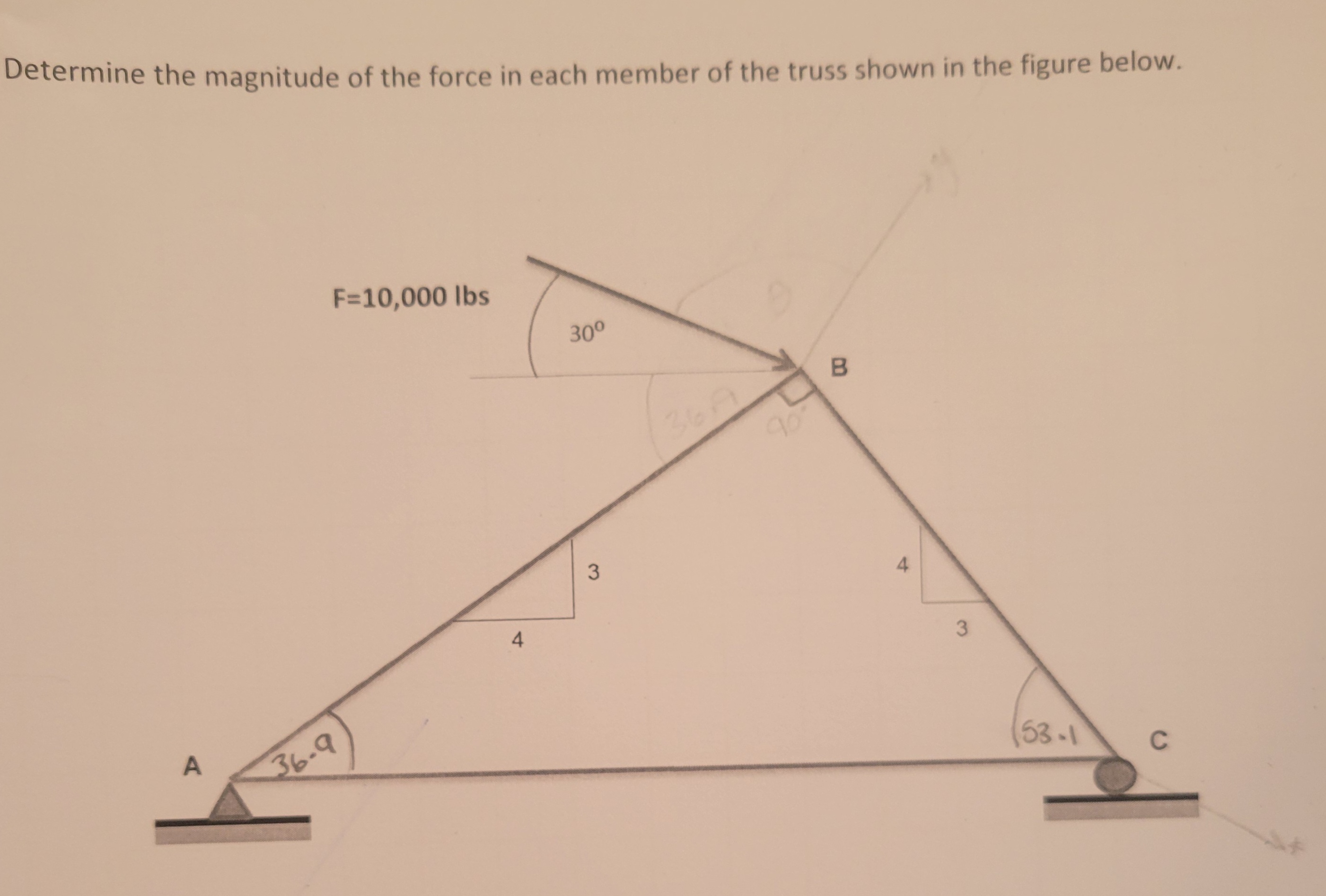 Determine the magnitude of the force in each