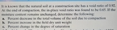 It is known that the natural soil at a