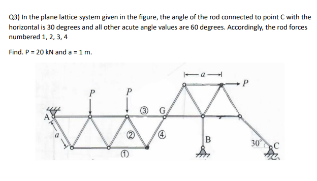 Q 3 ) In the plane lattice system given in the