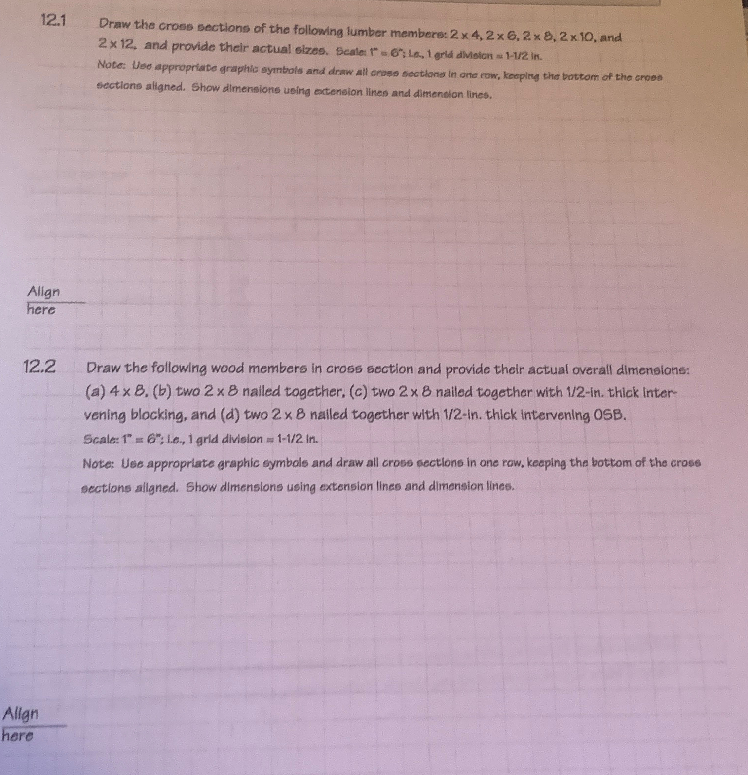 1 2 . 1 Draw the cross sections of the following