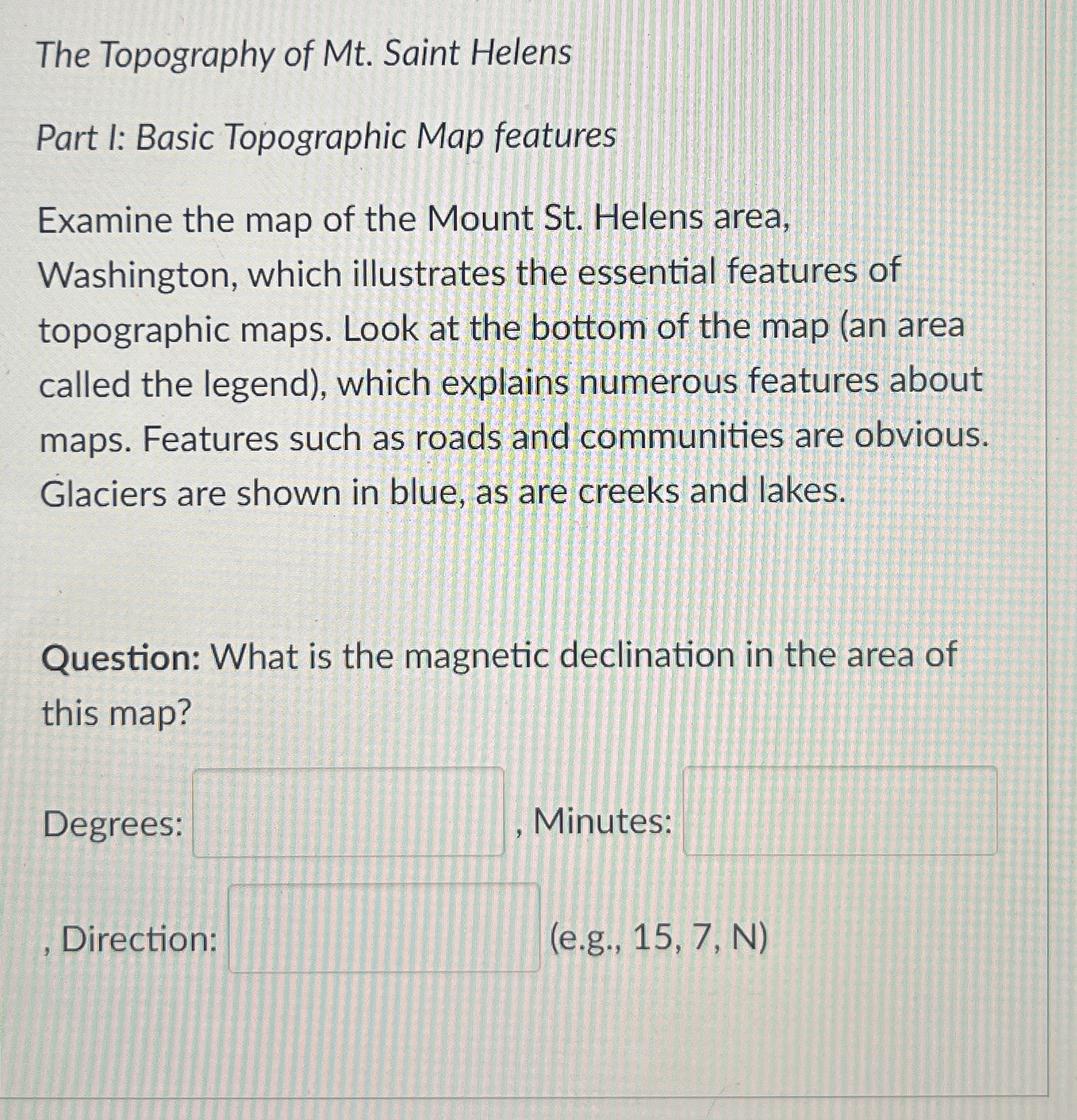 The Topography of Mt . Saint Helens Part I: Basic